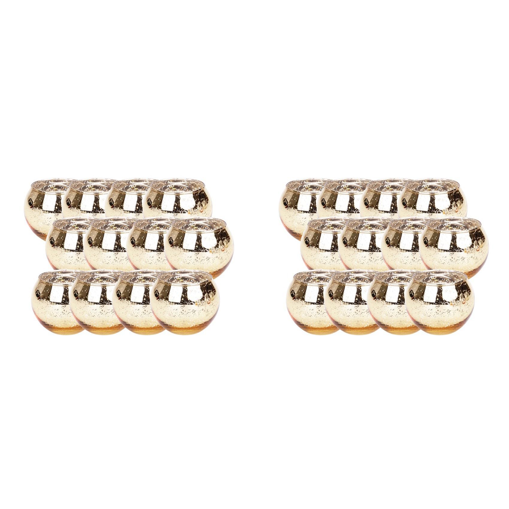 Hndhbfgrt 24PCS Gold Mercury Glass Votive Candle Holders Legant Gold Tealights Candle Holders for Weddings, Rehearsal Dinners