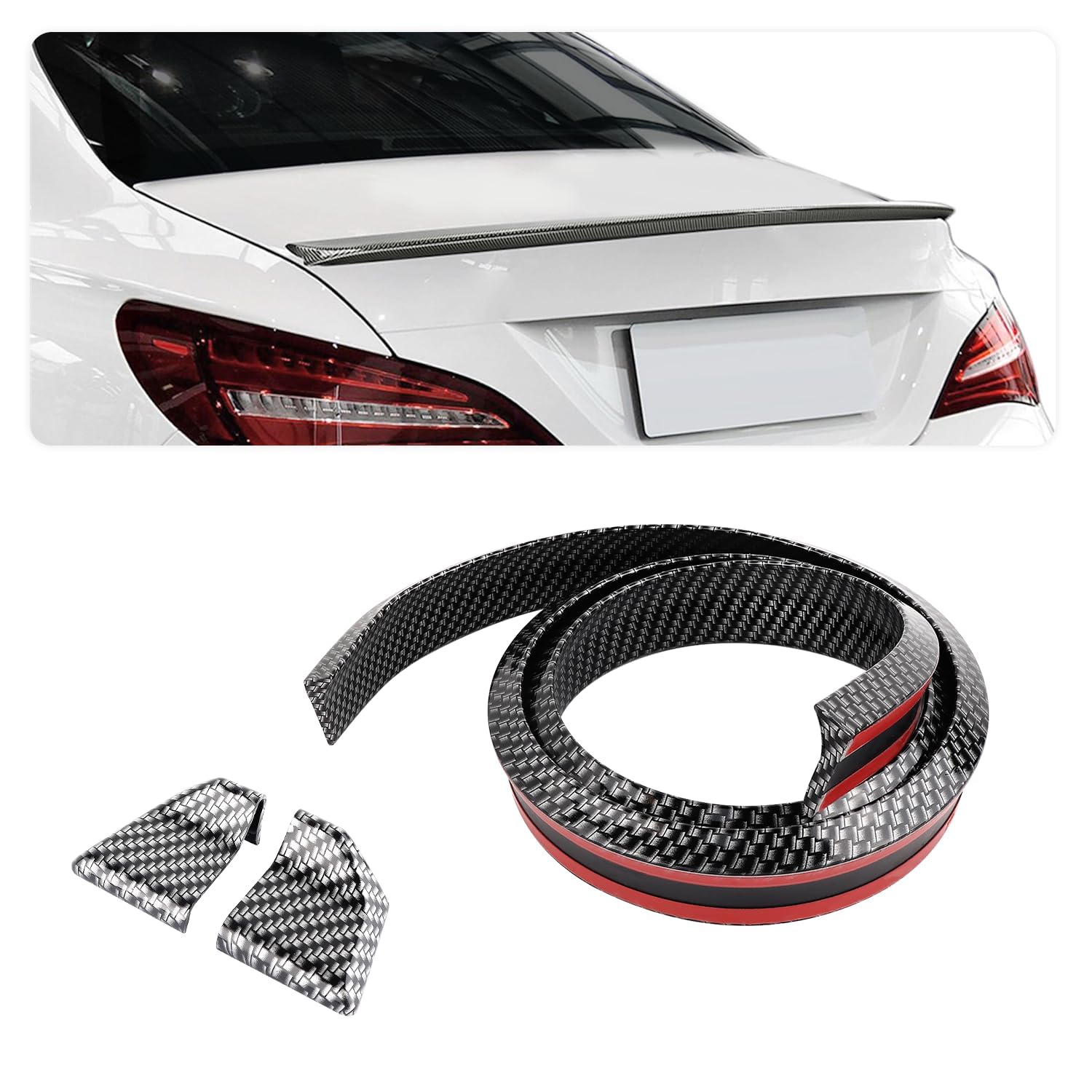 Qizun Carbon Fiber Rear Spoiler For Espace Iv (Jk) 2002-2014, Gloss Rubber Texture Boot Lip Spoiler Flexible Car Exterior Styling Modification Trim Accessory,