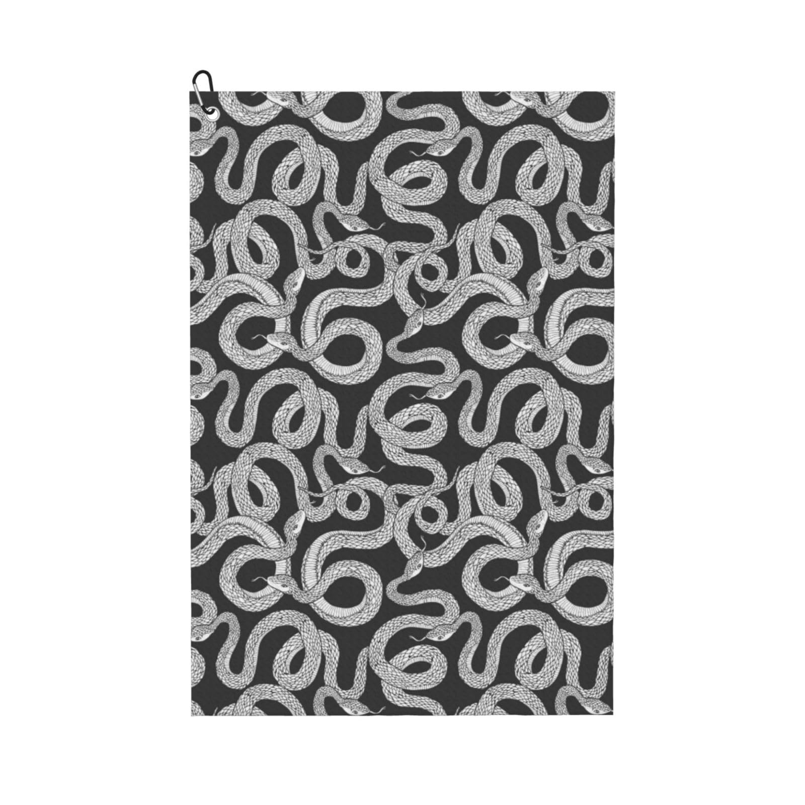 AOOEDM Snake Print Golf Towel with Carabiner Clip Absorbent Microfiber Golf Towel for Cleaning Golf Ball Club Putter Iron for Golf Bag Trolly Belt Loop 16" X 24"