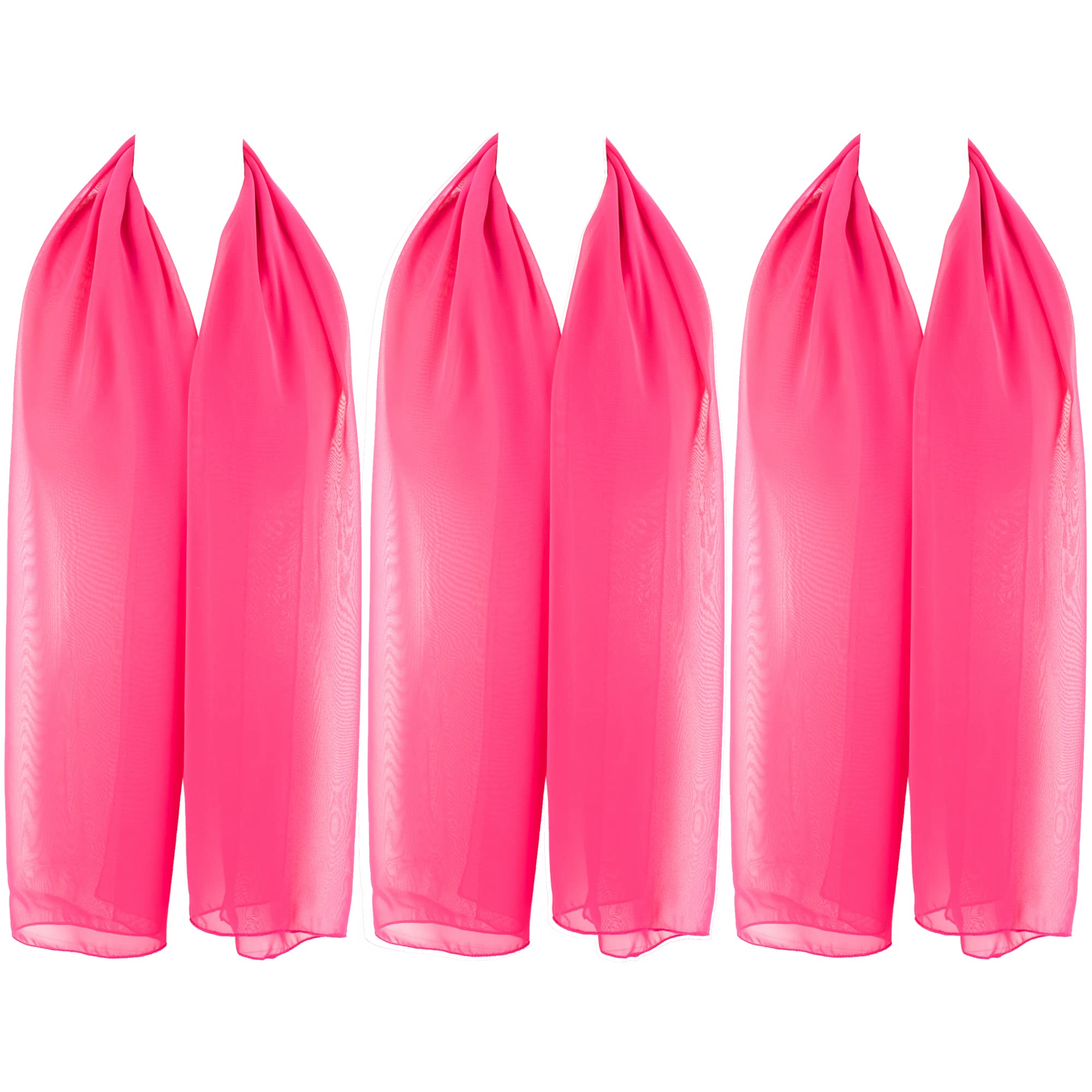 Hat To Socks Chiffon Scarf Sheer Wrap for Women Pack of 3 (Fuchsia)