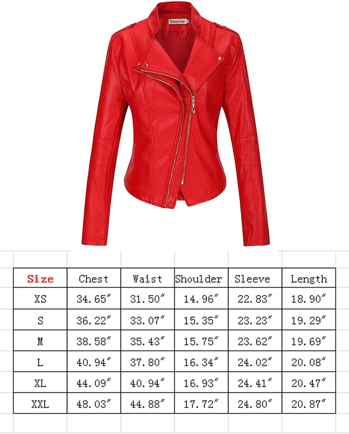 Tanming Women's Faux Leather Moto Biker Short Coat Jacket D Red16 Small