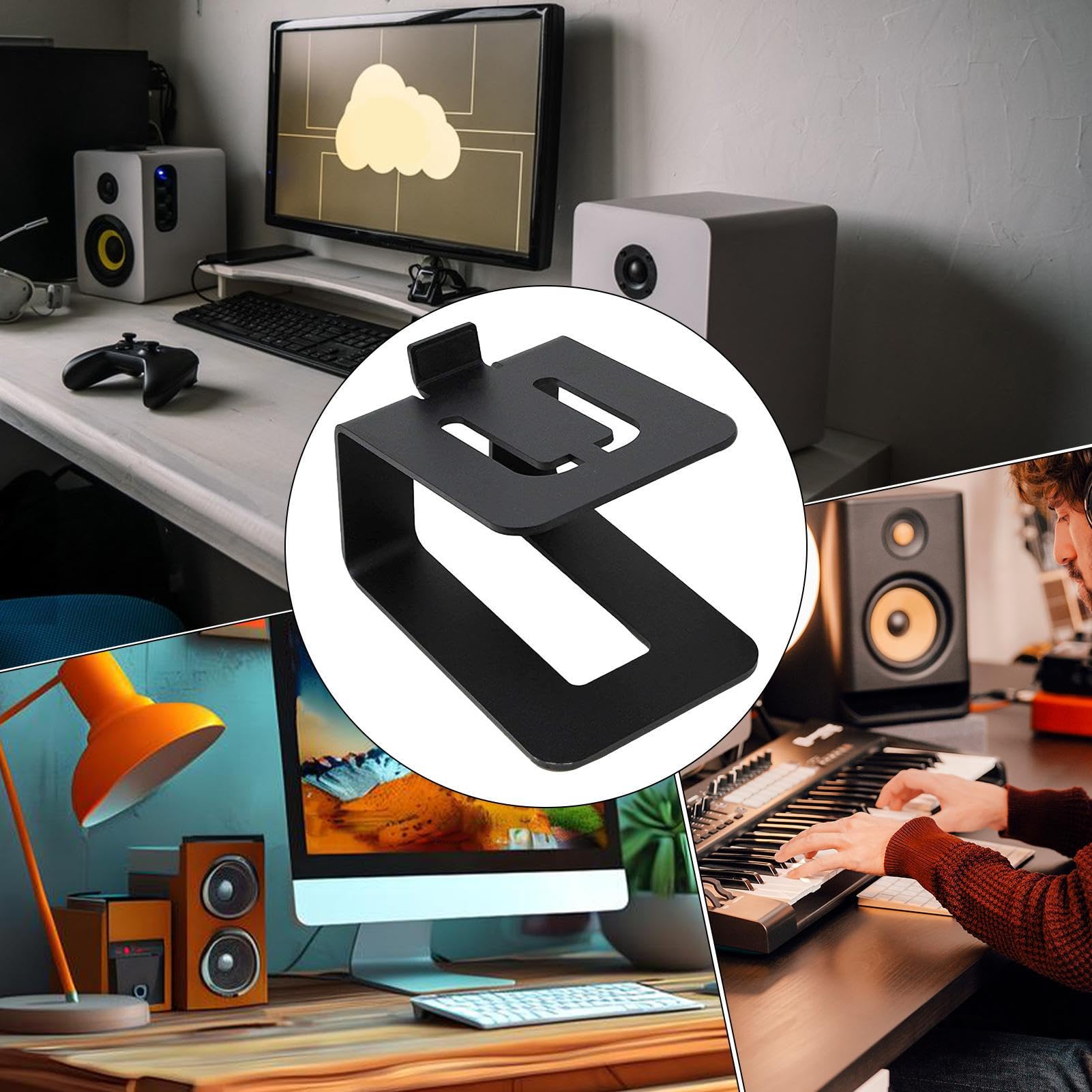Soportes para monitor de estudio, soporte de altavoz de escritorio para mayor estabilidad, soporte de estantería grueso, ahorro de espacio, diseño de reducción de vibraciones para el hogar, oficina
