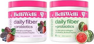 Daily Fiber Supplement Bundle with Collagen, Probiotics & Electrolytes – Wild Berry & Watermelon Flavors – Supports Digestive Health, Gut Balance & Debloating – 32 Servings Total