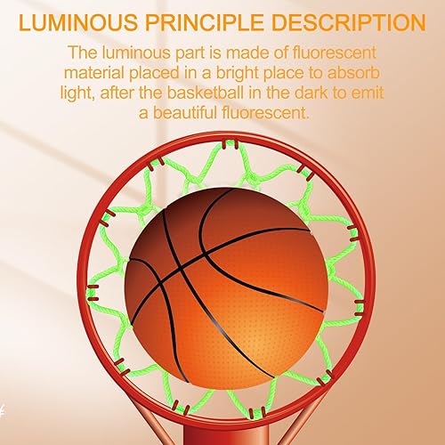 Miniatura 3 de Red de baloncesto con luz nocturna, 2 unidades, red de repuesto, color rosa que brilla en la oscuridad, tamaño estándar, 12 bucles para interiores y