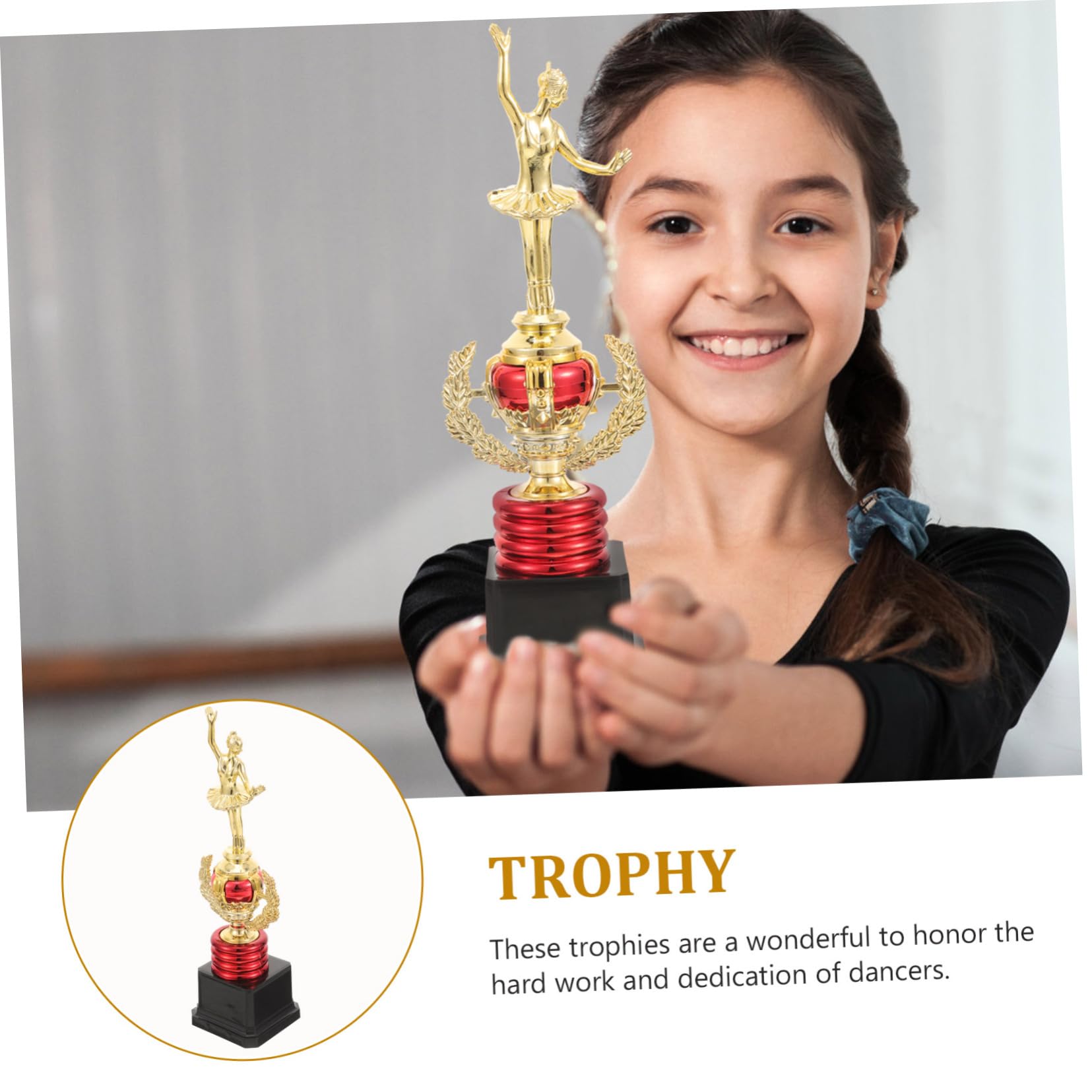 Sosoport Dancing Girl Statue Trophy Cup Creative Ballet Award for Boy Girl Dance Competitions Honor Recognition for Achievements Material for Dancers and Students