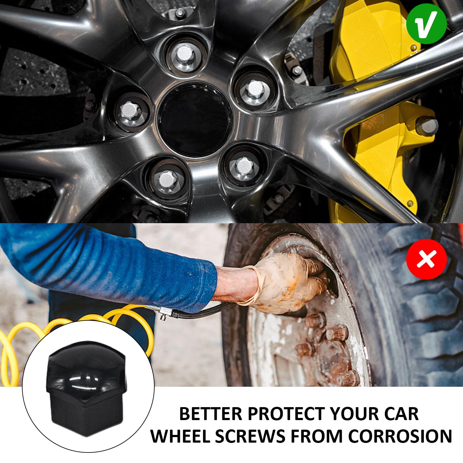 MEMOFYND 1 set di copridadi auto da 17 mm, strumento per la rimozione dei dadi delle ruote, adatto per la maggior parte degli accessori per auto (nero)