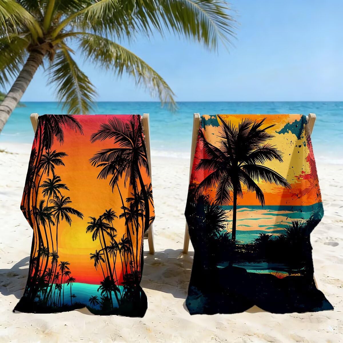 Telo Mare Grande 80x160 cm 2 Pezzi, Antisabbia Telo Mare Microfibra Paesaggio, Asciugatura Rapida Asciugamano Microfibra, Asciugamani Palestra Donna Uomo, Leggero Teli Doccia Accessori Viaggio -4620