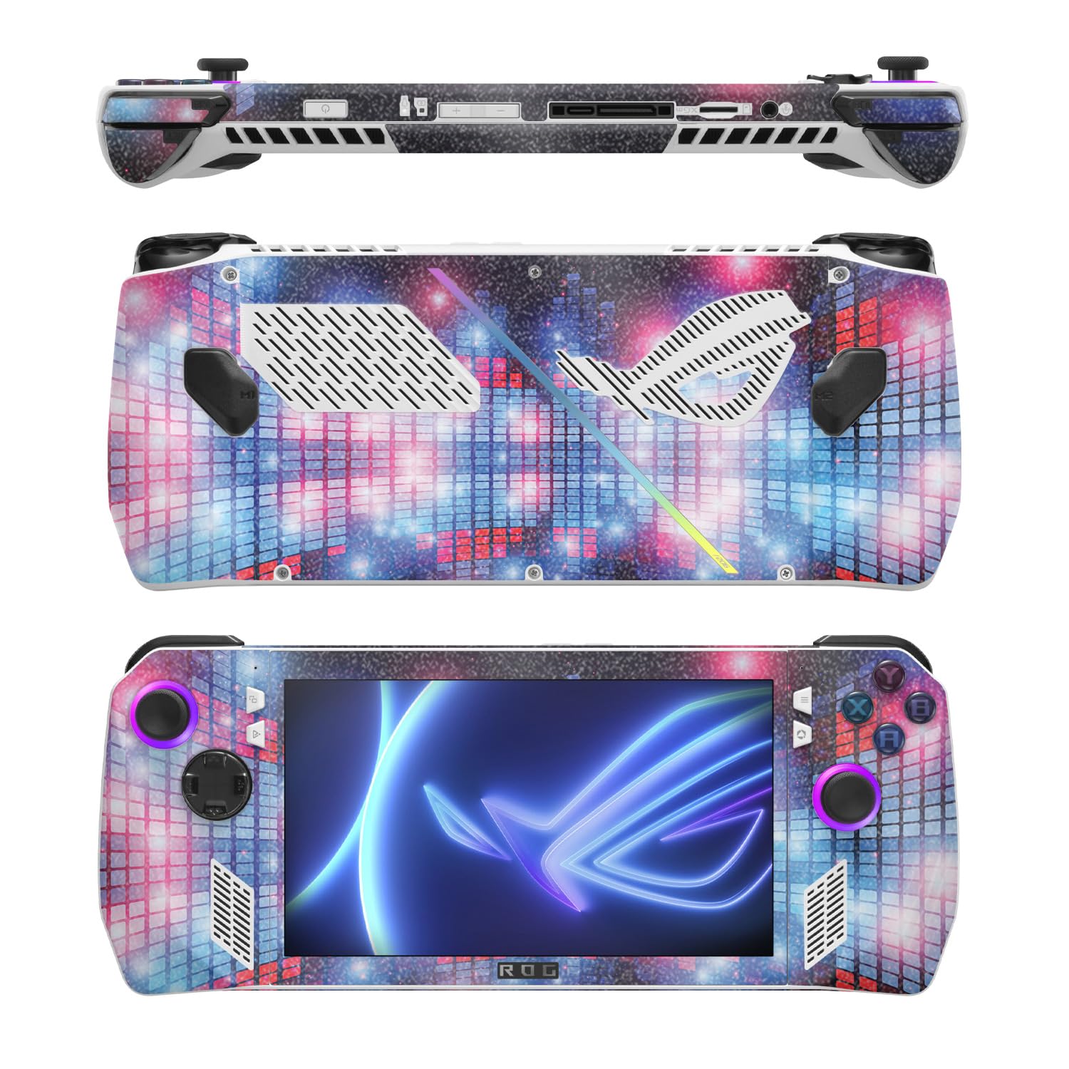 MightySkins Glossy Glitter Skin Compatible with Asus ROG Ally - Neon EQ | Protective, Durable High-Gloss Glitter Finish | Easy to Apply, Remove, and Change Styles