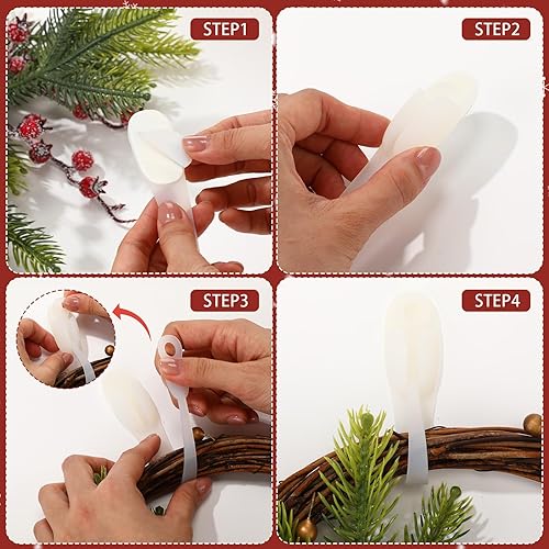 Miniatura 24 de 12 piezas de guirnalda de Navidad para manto de cuerda, organizador de cables para electrodomésticos, organizador autoadhesivo de silicona adhesiva