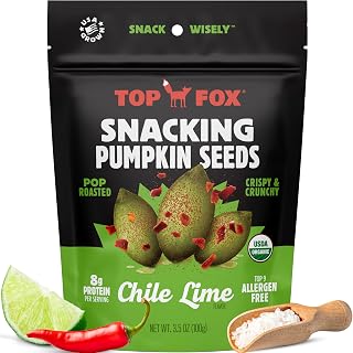 Top Fox Snacks Pumpkin Seeds to Eat (Chile Lime, 3.5 oz – 2 Pack) - Gluten Free Snacks, Healthy Protein Snacks, Keto Friendly Snacks, Allergen Free Snacks, Paleo & Vegan - Organic Pop-Roasted
