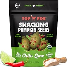 Top Fox Snacks Pumpkin Seeds to Eat Chile Lime, 3.5 oz 2 Pack - Gluten Free Snacks, Healthy Protein Snacks, Keto Friendly Snacks, Allergen Free, Paleo & Vegan - Organic Pop-Roasted