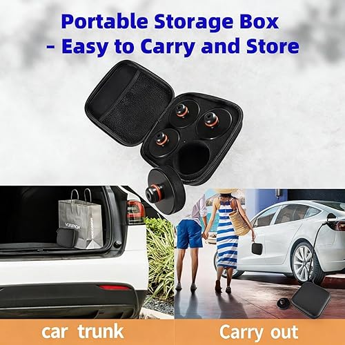 Miniatura 4 de Chirano Almohadilla de Gato de Elevación para Tesla Model 3/S/X/Y/Y Juniper, 4 Discos con Estuche de Almacenamiento, Accesorios para Vehículos Tesla