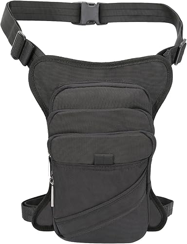 Vanlison Bolsa de poliéster para pierna, bolsa de muslo, bolso táctico para pierna, bolsa para moto, impermeable, Negro), vbk1052he