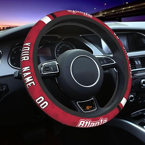 Atlanta - Fundas personalizadas para volante de automóvil, número de nombre personalizado, antideslizante y absorción de sudor, accesorios