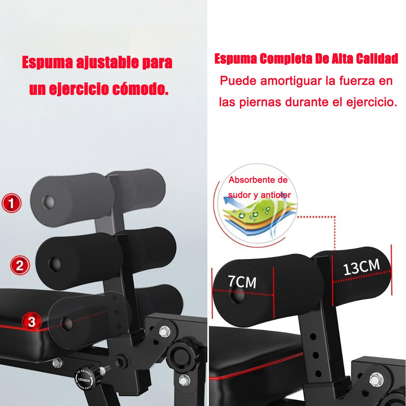 Banco Musculación, Banco De Pesas, Banco de Ejercicios, Banco Pesas Inclinable, vReclinable y Plano, Banco Abdominales en Casa, Banco Reclinable Gimnasio MAX.200KGBlack,48 * 162 * 111CM