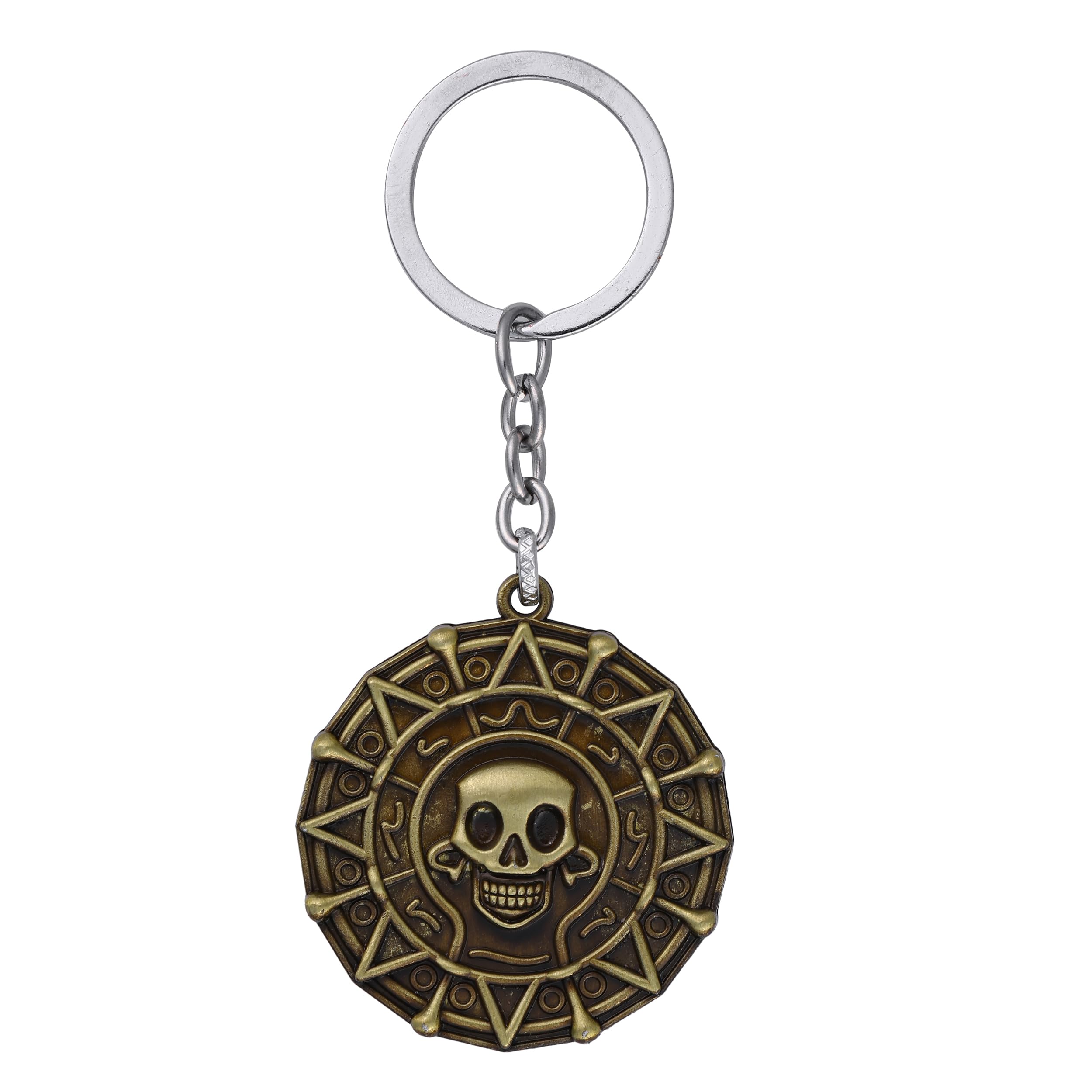 RainSound Pirates of Caribbean skull head Aztec coin metal Keychain