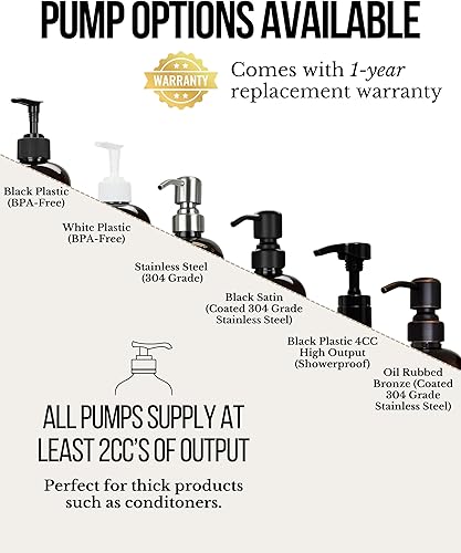 Miniatura 2 de Amber PET - Dispensador de botellas de plástico para lavado femenino con bomba de acero inoxidable satinado negro de grado 304, botella de baño de