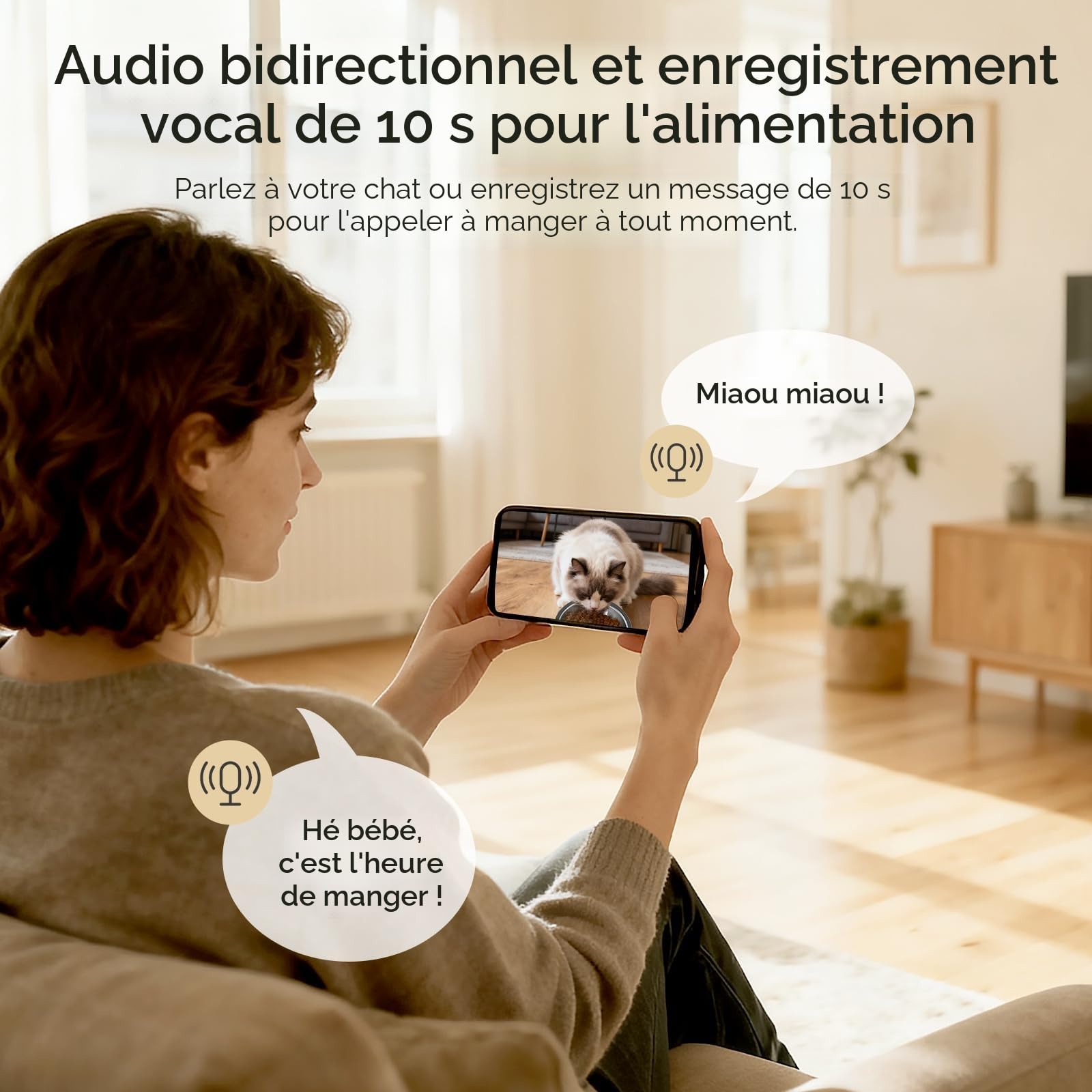 Faroro Distributeur Croquettes Chat Automatique, Caméra HD 1080P avec Vision Nocturne, 5G WiFi Mangeoire pour Chat/Chien avec Audio Bidirectionnel, APP, Caméra Basculante et Double Alimentation