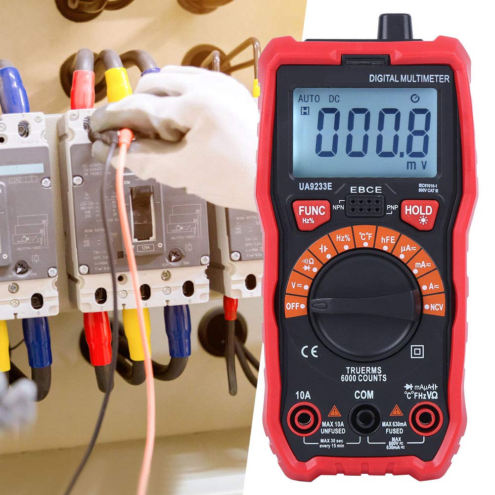 Multímetro y amperímetro digital con MCU de alto rendimiento para mantenimiento eléctrico industrial, probador multifunción 233E con cables de prueba con pinza de cocodrilo
