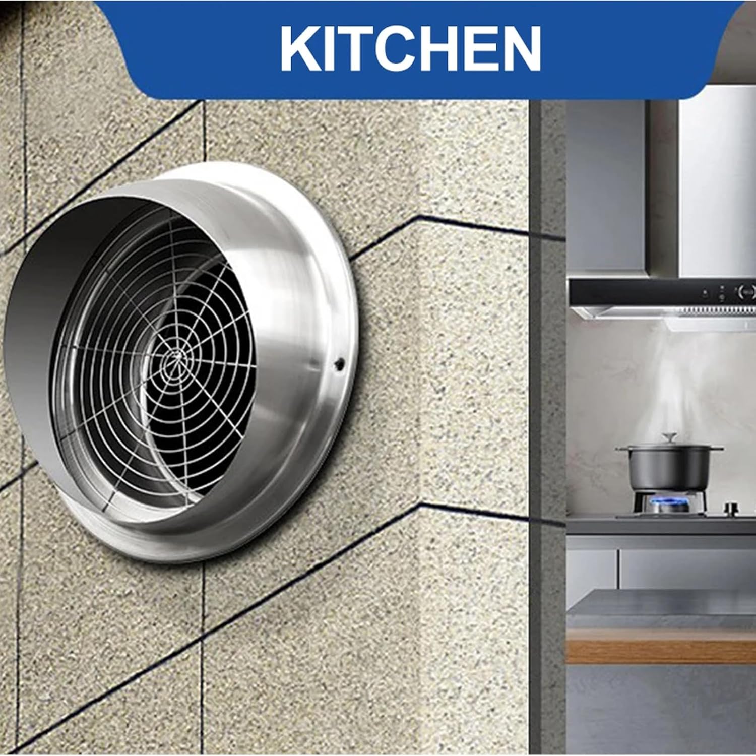 8 Inch Round Exhaust Vent Cover, Stainless Steel Airflow Dryer Vent Cover Outside, Outdoor Ventilation Cover for Kitchen Range, HVAC, Bathroom