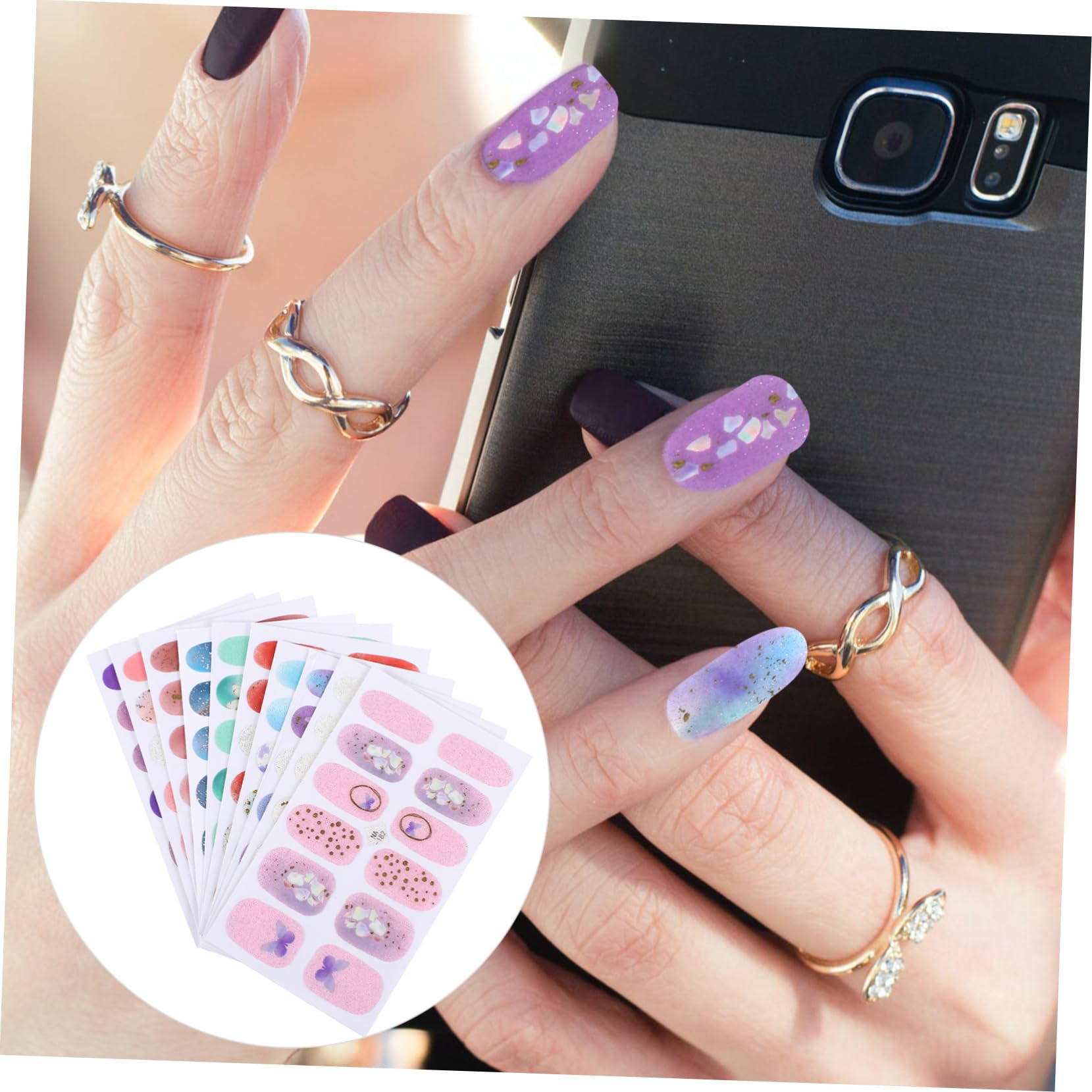 PACKOVE 5 Set Adesivi per Unghie con Design Gradiente e Decorazioni Uniche per Nail Art Te Adatti per e Festive