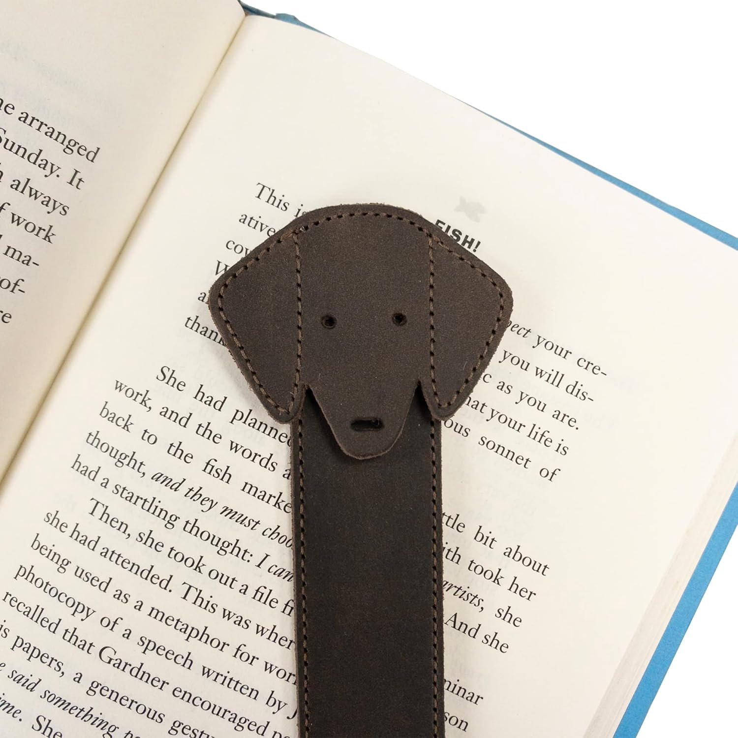 Hide & Drink, Dog Bookmark Handmade from Full Grain Leather (Bourbon Brown)