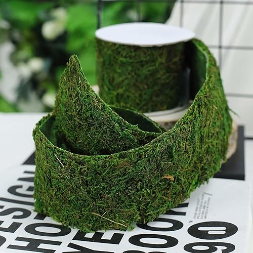 Efavormart - Rollos de cinta de musgo preservado verde de 2 pulgadas de ancho y 4 pies para envolver paquetes de regalo, fabricación de accesorios y