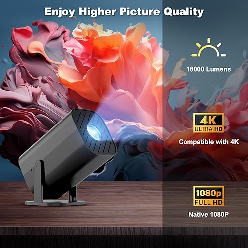 Miniatura 2 de Mini proyector de dormitorio, proyector de películas pequeñas (con Bluetooth y altavoz integrados), nativo 1080P, compatible con 4K, compatible con