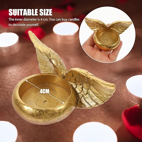 Miniatura 8 de 2 portavelas de oración, portavelas de ala de ángel, estatua de alas de ángel para centros de mesa de bautismo, boda, aniversario, cumpleaños,