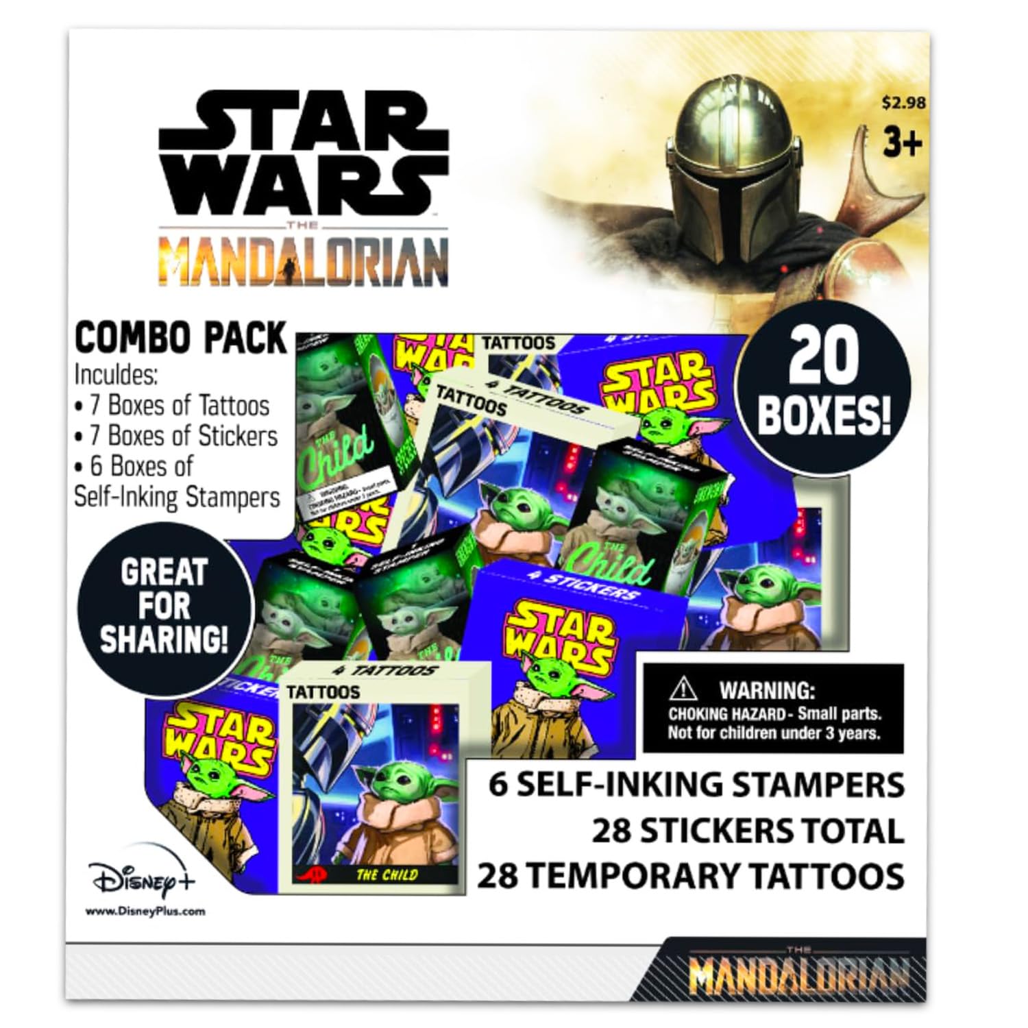 STAR WARS Baby Yoda Party Favors for 20 Guests Bundle ~ 20 Pieces Mandalorian Favor Boxes with Stickers, Tattoos, and Stampers for Kids Birthday Party Party Supplies and Decorations