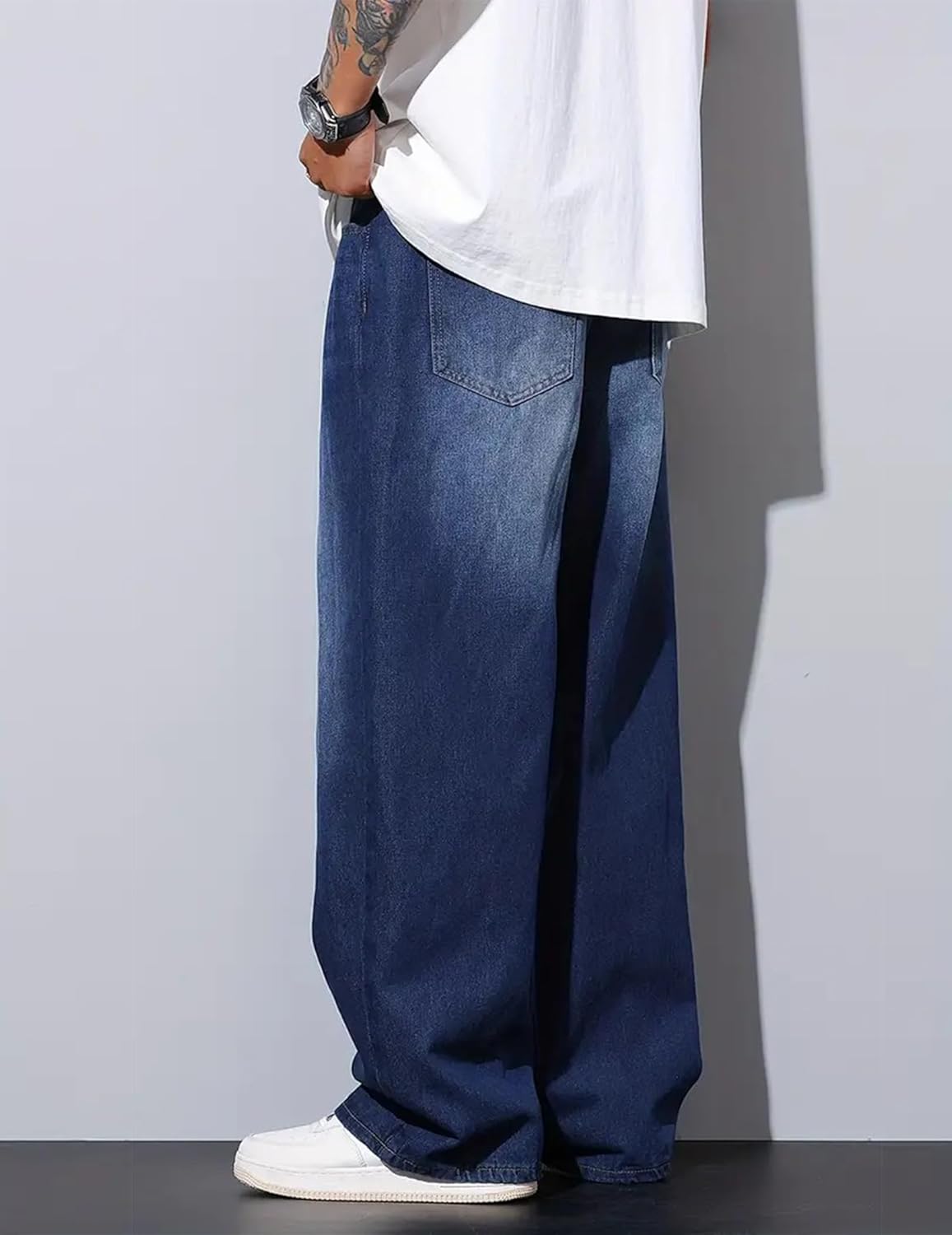 Men's Baggy Jeans Y2K Vintage Wide Leg Denim Pants Hip Hop Skater Jeans Loose Fit Trousers 2000s Streetwear - Image 5