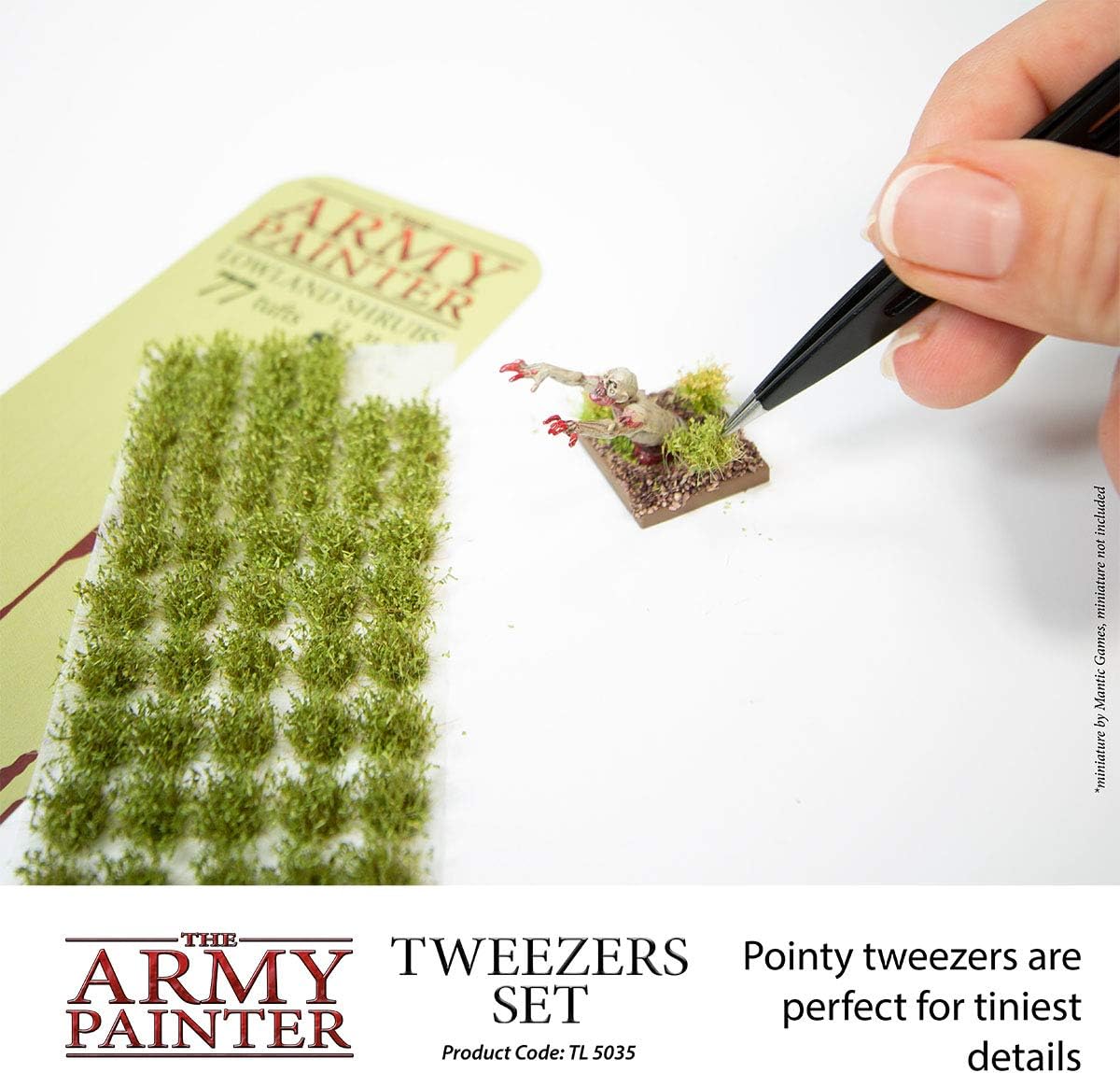The Army Painter 2-Piece Precision Tweezers, Set of Slant & Pointy Tweezers, Craft Tweezers Precision Fine Point for Assembling Miniatures, Small Crafting Tweezers: 95mm Flat Tip & 103mm Pointy Tip