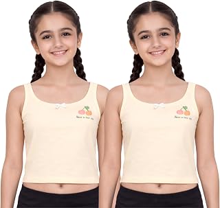 WOMENTIAL Girls Cotton Camisole with Light Padding | Soft Stretch Cotton Innerwear | Full Coverage Beginner Cami for Schoo... Price In India