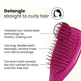 Tangle Teezer Ultimate Detangler Hairbrush, Eliminates Knots & Reduces Breakage, Mini Hair Brush for Travel, Small Hands & All Hair Types, Electric Raspberry
