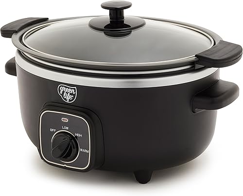 Miniatura 15 de GreenLife 3.5QT Olla de Cocción Lenta, Cerámica Antiadherente Libre de PFAS y No Tóxica con Tazón Interior Desmontable, Programable, Mantiene