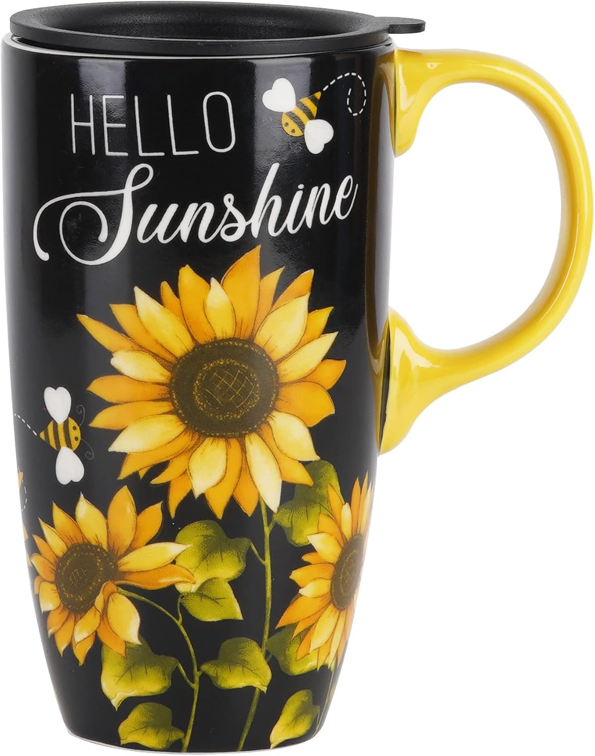 Topadorn Ceramic Coffee Travel Mug with Gift Box, 17 Oz Tea Cups with Handle & Lid for Latte, Tea, Cappuccino, Milk, Cocoa, Microwave&Dishwasher Safe, Sunflower - Image 9