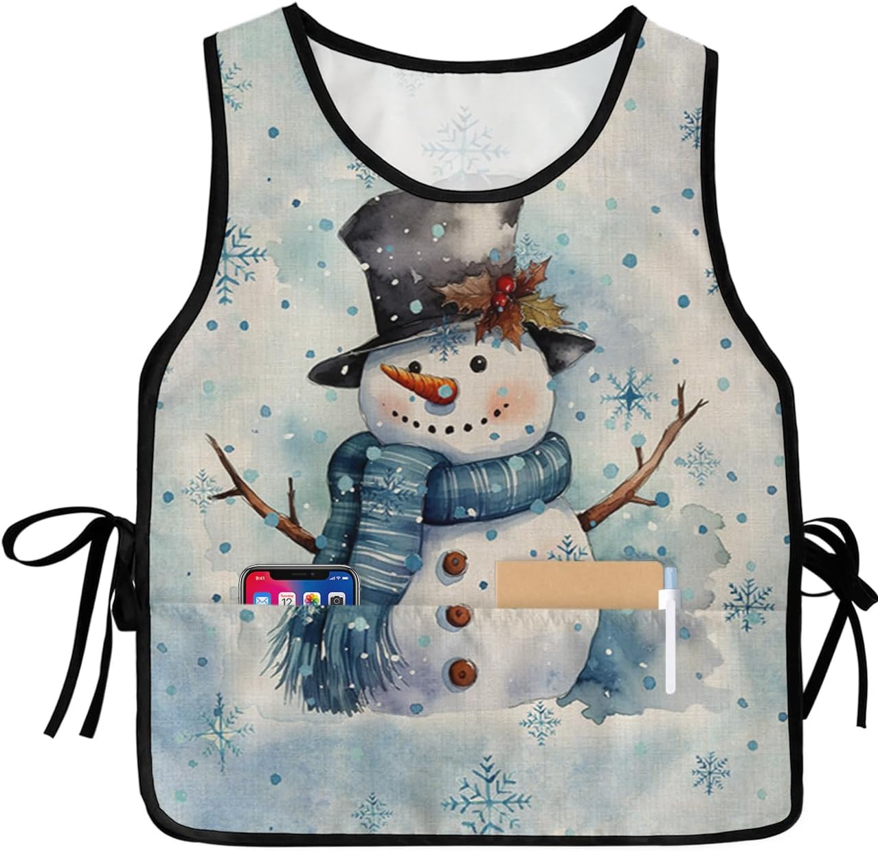 White Chic Pumpkin Cobbler Aprons with 2 Pockets Bib Thanksgiving Fall Greenery Eucalyptus Plant