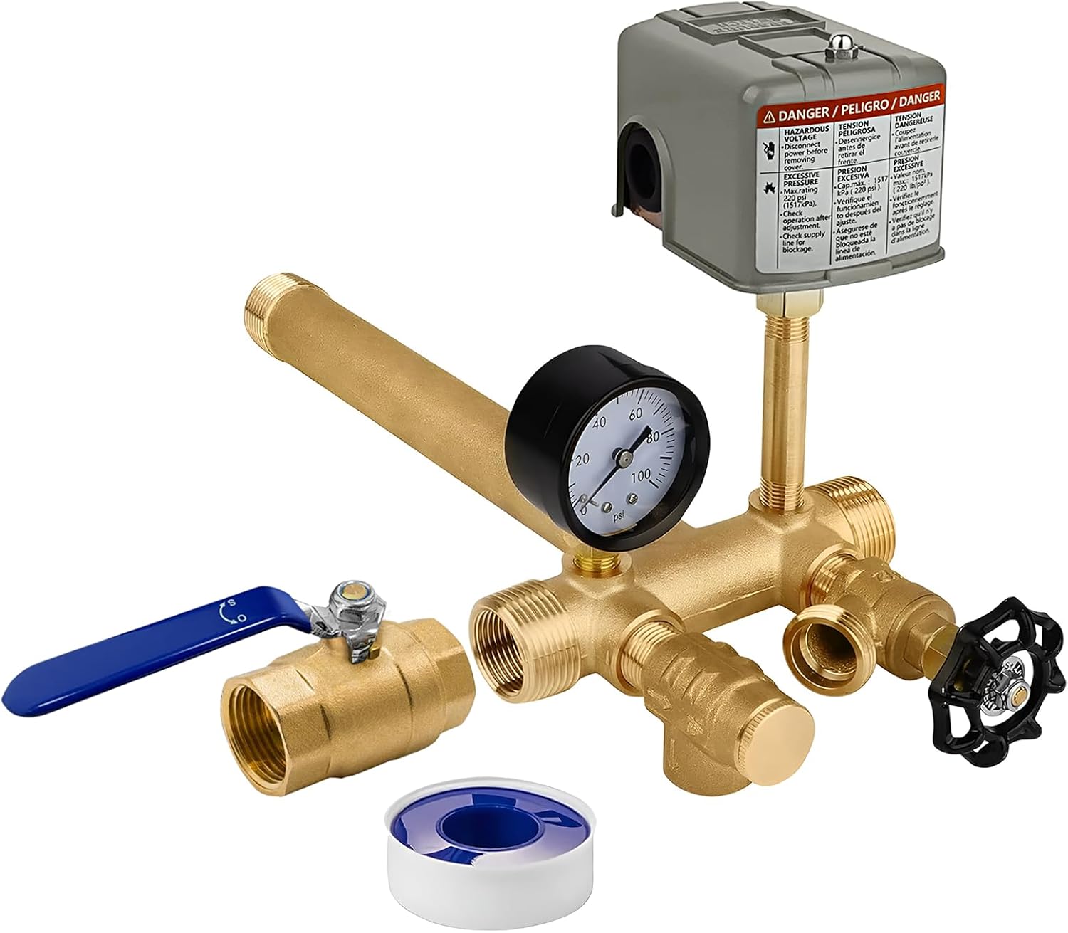 Upgrade Pressure Tank Tee Kit for Well Pressure Tank, 4060psi Pressure Tank Installation Kit