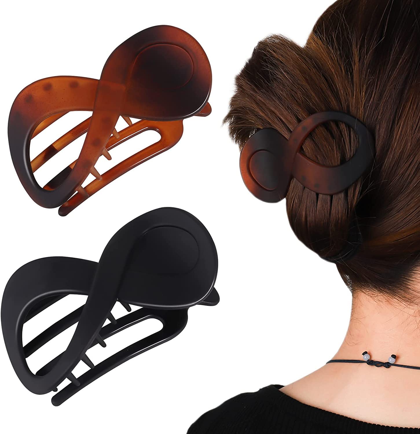 Azonee2 Pack Hair Claw Clips, Large Hair Clips Anti-Slip Hair Clamp, Matte Jaw Clips Strong Hold Big Hair Gripper French Design Hair Accessories for Women Girls Ladies Thick Thin Fine Hair