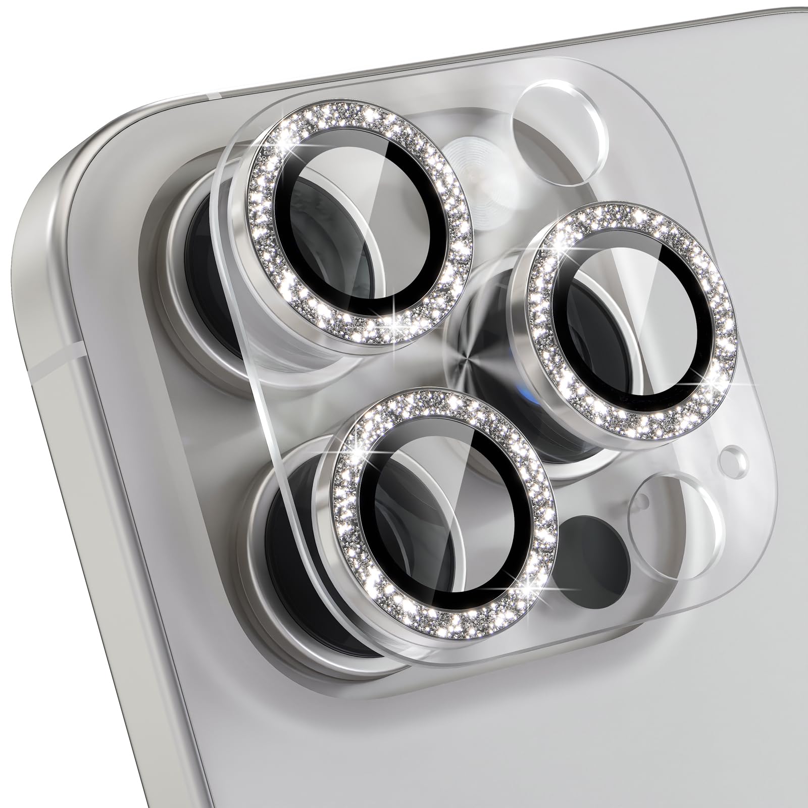 Choiche Compatible for iPhone 16 Pro/iPhone 16 Pro Max Camera Lens Protector, Bling Camera Cover with 9H Tempered Glass Lens Screen Protector Metal