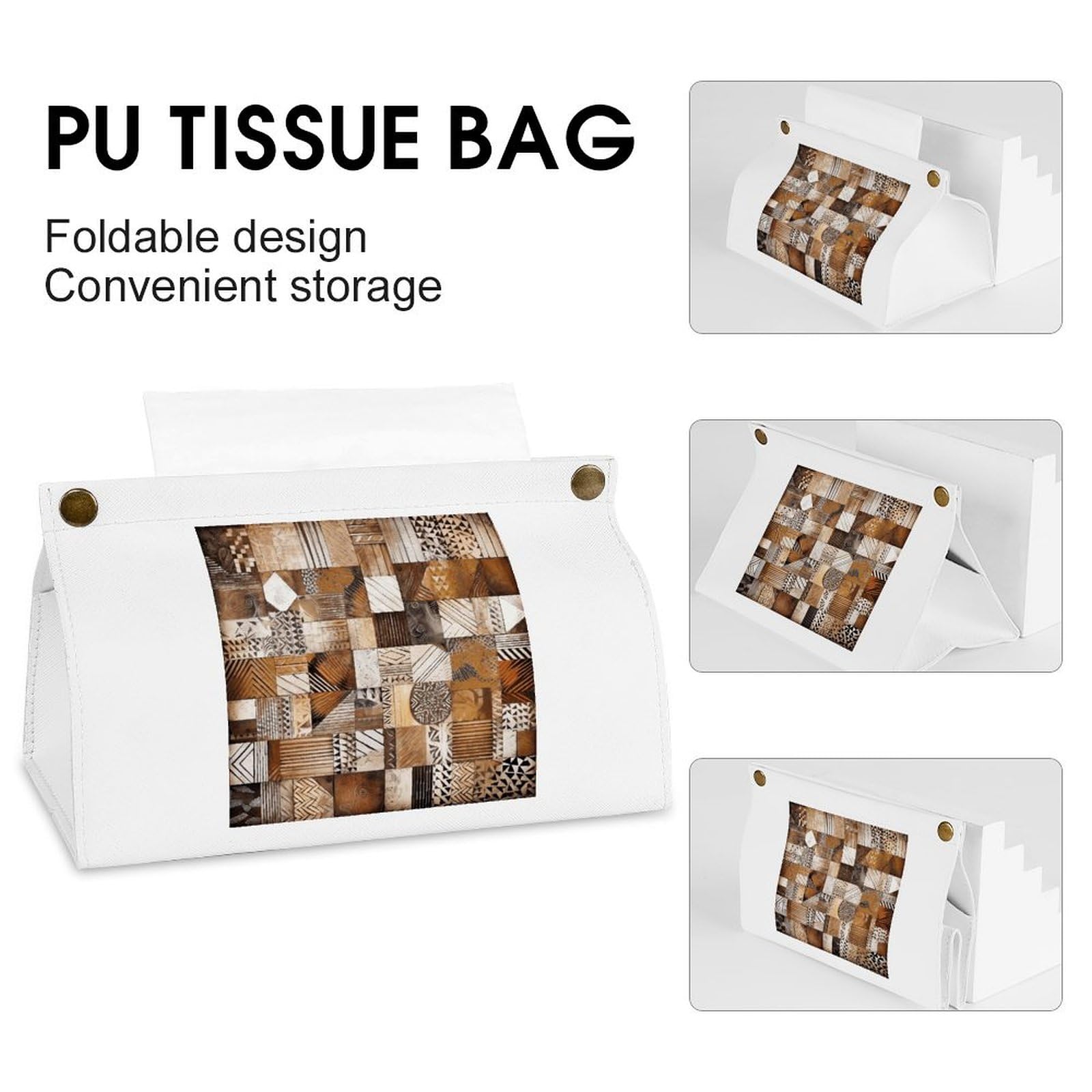 MFCGHXR 2Pcs Tissue Box Cover, Decorative Holder Organizer, Rectangle Modern Leather Tissue Box Holder, For Car, Home, Bathroom, Table, Office - View #7