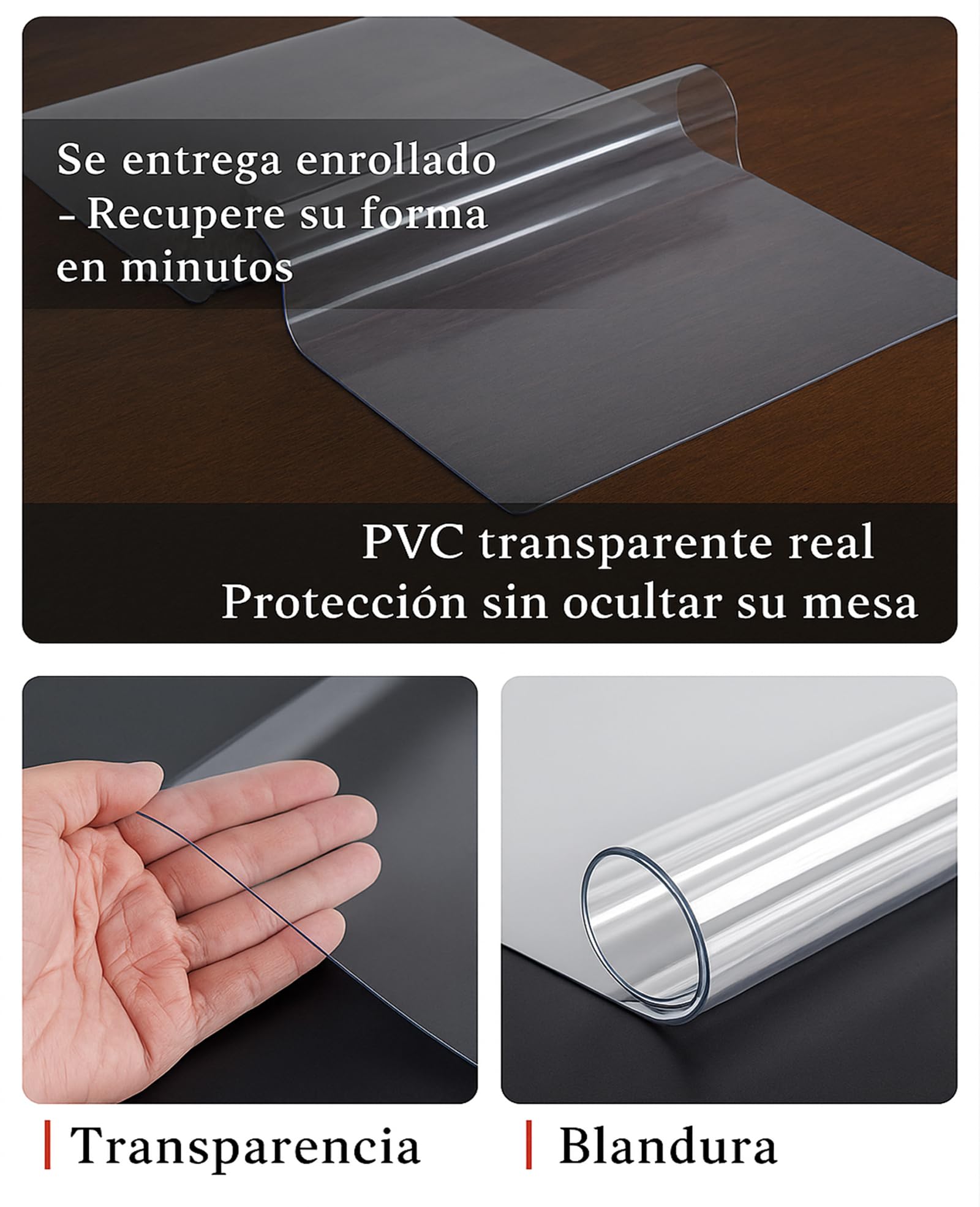 ForenTex - Mantel Hule Transparente PVC para Mesas Rectangular, Protector de Mesa Impermeable y Antimanchas, Resistente al Calor, Fácil de Limpiar, Cortable a Medida (1,00mm, 100x140cm)
