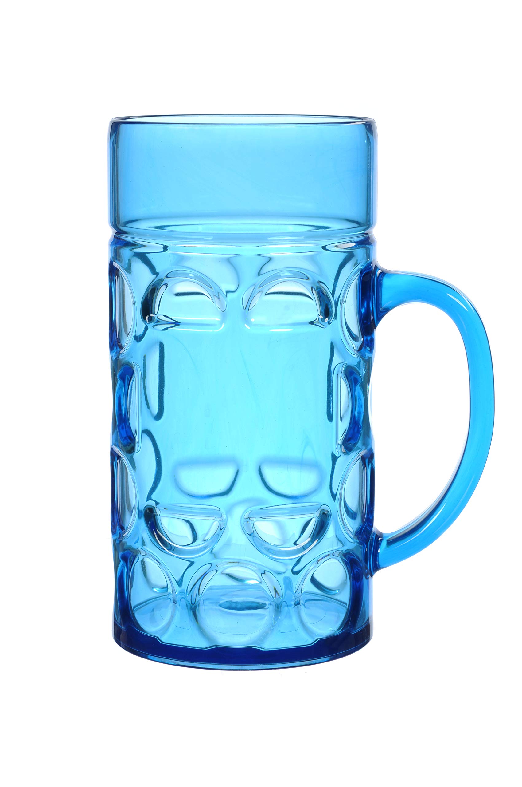 32oz Plastic Blue Beer Mug Bierstein (1 liter) with Handles, Reusable