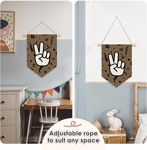 Miniatura 5 de Wheatwin Decoración de habitación de niños, decoración de pared retro de moda para niños, cuarto de bebé, dormitorio, sala de juegos, letrero de paz