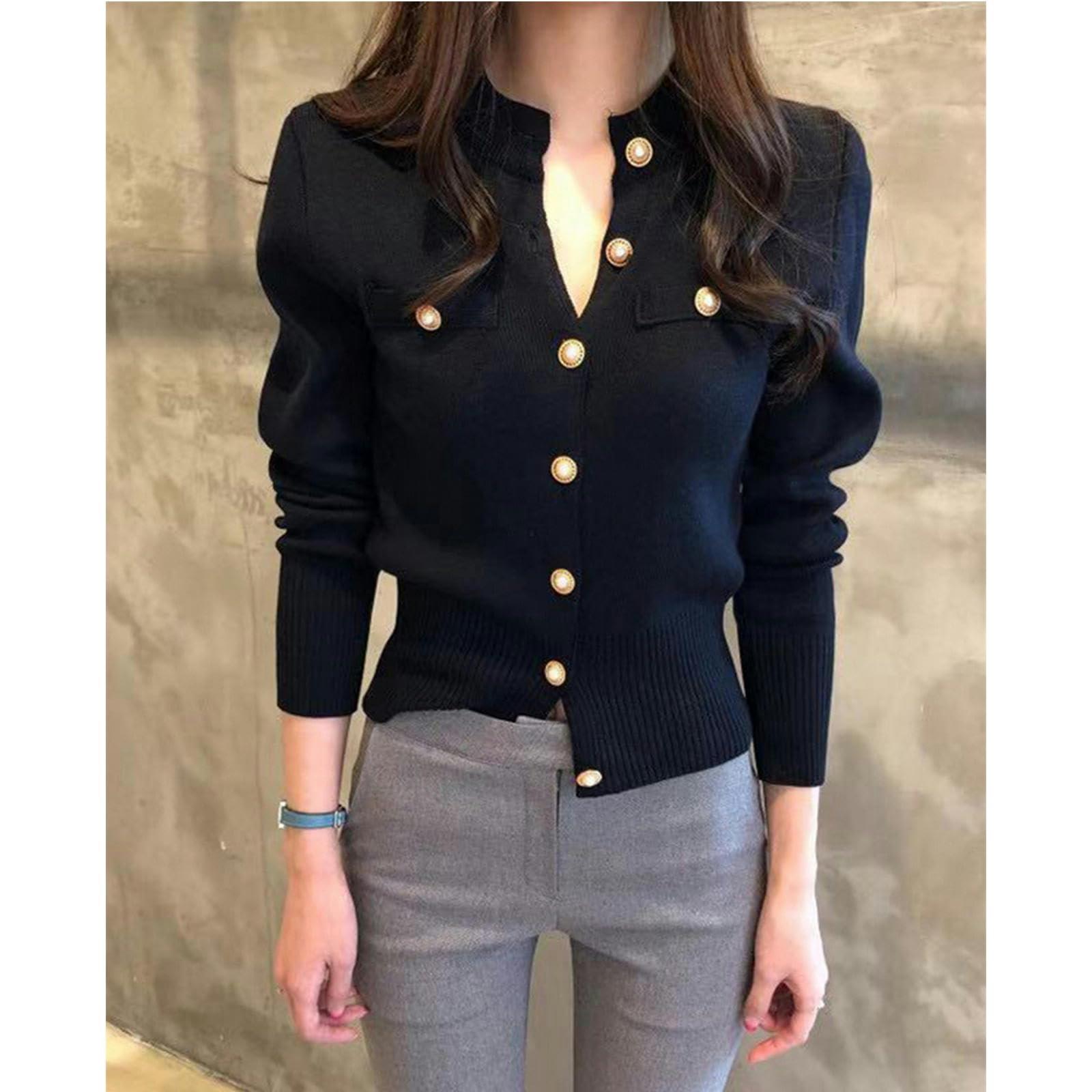 NOGRAX Cardigan Estivo Donna Fashion Women Cardigan Maglione A Maglia A Maglia A Maniche Lunghe Casual Single Slim Slim Top