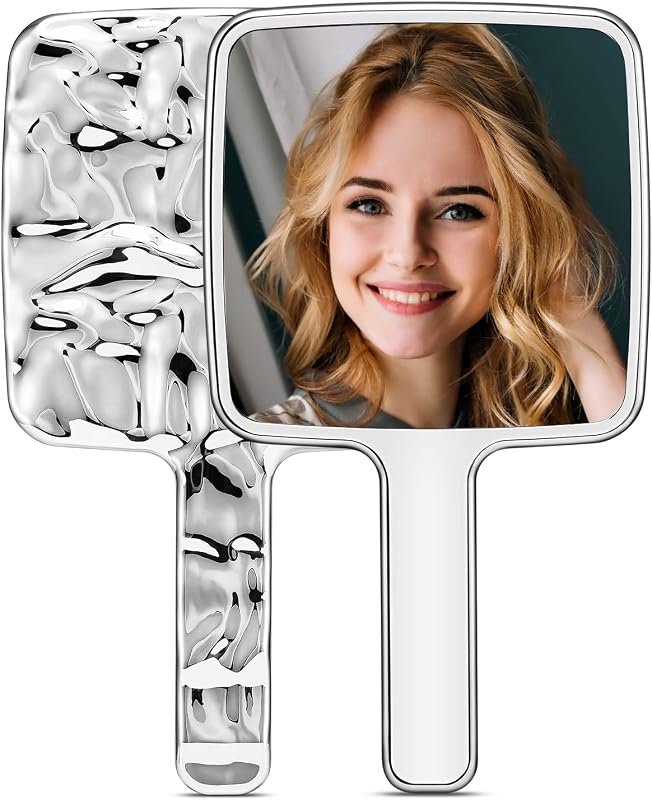 Espelho de mão MIRRORNOVA quadrado com acabamento prateado, 12,7 cm x 23,11 cm
