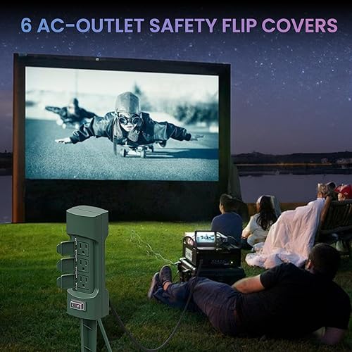 Vista 5 de K KASONIC Kasonic - Estaca de alimentación para exteriores, tira de alimentación con cable de extensión de 6 tomas y 9 pies, doble cara con fundas