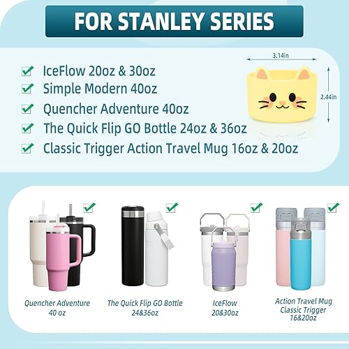 Miniatura 6 de para Bota Stanley, Linda Bota de Silicona con Dibujos Animados de Animales para Bota de Cup Stanley Quencher Adventure 40 oz, Bota de Agua para