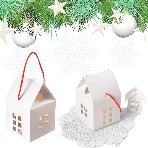 Miniatura 8 de HAN SHENG 30 cajas de dulces en forma de casa, cajas de regalo de papel Kraft, cajas de regalo de boda, cajas de almacenamiento de dulces, cajas de