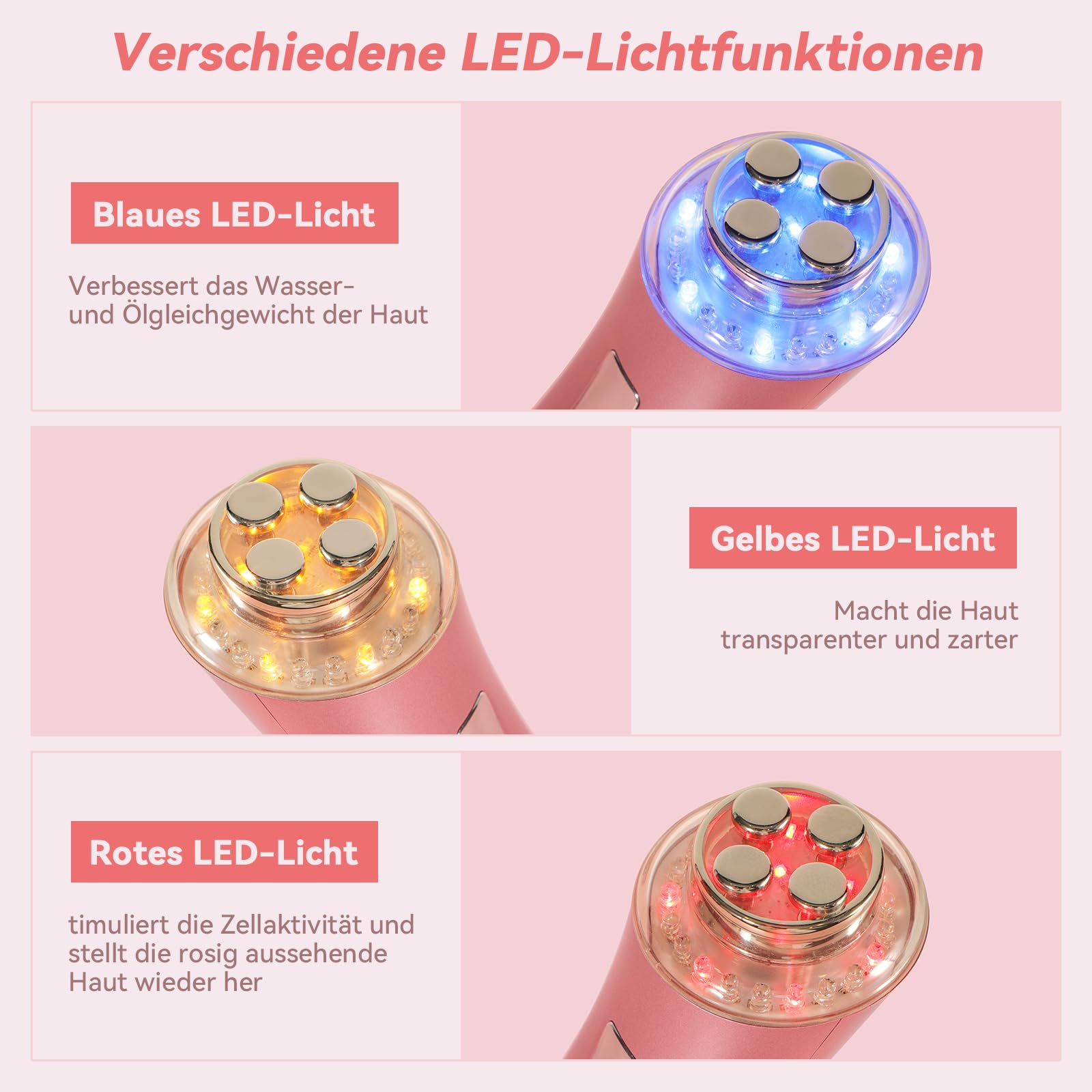 CARER SPARK Gesichtsmassagegerät Gegen Falten Skin RF Schönheitsgerät mit 3 LED Licht EMS Phototherapie für Anti-Aging Faltenreduzierung feine Linienreduktion Radiofrequenz Hautpflegegerät